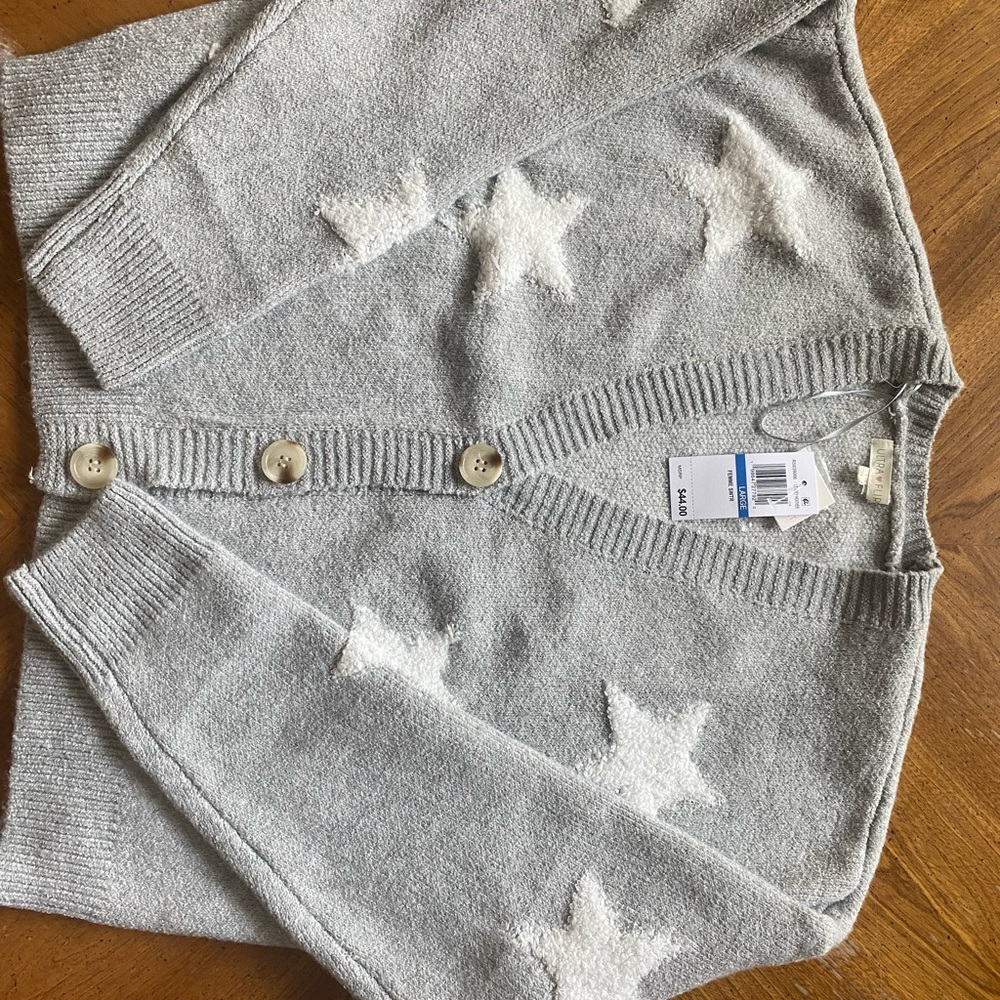 Ultra Flirt Gray Cardigan with White Star Accents
